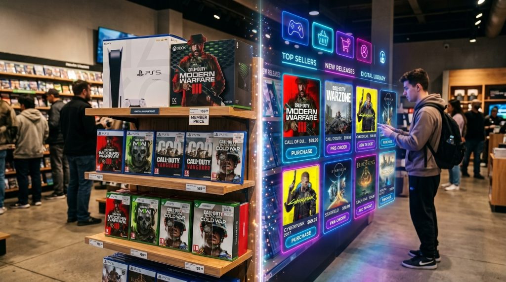 Francesca Sblendido
Negli ultimi due decenni, il settore dei videogiochi ha vissuto una metamorfosi strutturale senza precedenti. Se agli inizi degli anni Duemila l'acquisto di un videogioco rappresentava un rito propriamente fisico, fatto di visite in negozio, attese in cassa, lettura delle fascette e collezionismo delle confezioni (AESVI, 2006), oggi quasi il 90% delle vendite di software avviene in formato interamente digitale, attraverso download diretto dalle piattaforme console e store online (IIDEA, 2024).